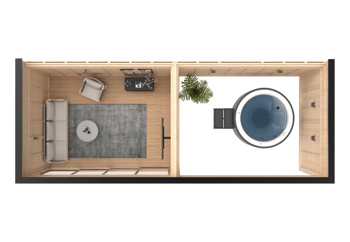 Vista 24.4 m² Open Backyard Studio - DIY Cube 3×4 + 3×4 m
